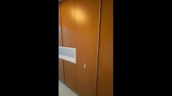 Room features: wooden cabinetry, white countertop, smooth surface, built-in storage, modern design, neutral color scheme, minimalist style, flush cabinet doors; style: modern.