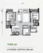 Floor plan: 3-bedroom 2-bathroom unit; features: open-plan kitchen-dining-living, master bedroom with ensuite bathroom, balcony off living room, utility room, laundry area, central foyer, 2 car porch.