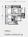 Floor plan: 2-bedroom 2-bathroom unit; features: open-plan kitchen-dining-living, master bedroom with ensuite bathroom, bedroom 2 with shared bathroom, utility room, balcony off living room, central foyer, 1 car porch.
