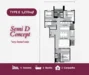 Floor plan: 3-bedroom 2-bathroom unit; features: open-plan kitchen-dining-living, master bedroom with ensuite bathroom, balcony off living room, utility room, central foyer, 2 car porch, all bedrooms with windows, study or 4th bedroom.