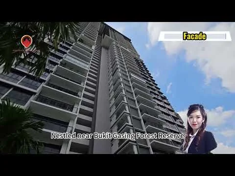 Exterior type: high-rise condominium; features: glass curtain wall, balconies with glass railings, white painted facade, vertical fins, approximately 20-storey high-rise, surrounded by greenery; style: modern.