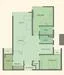 Floor plan: 3-bedroom 2-bathroom unit; features: open-plan kitchen-dining-living, master bedroom with ensuite bathroom, bedroom 2 with shared bathroom, utility room, balcony off living room, central foyer, 2 car porch, 1,200 sqft built-up.