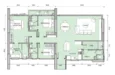 Floor plan: 3-bedroom 2-bathroom unit; features: open-plan kitchen-dining-living, master bedroom with ensuite bathroom, bedroom 2 with shared bathroom, utility room, balcony off living room, central foyer, 2 car porch, laundry area.