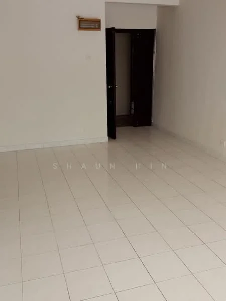 Room features: white painted walls, white tiled flooring, single door, light switch on wall.
