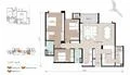Floor plan: 3-bedroom 2-bathroom unit; features: open-plan kitchen-dining-living, master bedroom with ensuite bathroom, bedroom 2 with shared bathroom, utility room, balcony off living room, central foyer, 2 car porch, 1,250 sqft built-up.