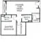 Floor plan: 1-bedroom 1-bathroom unit; features: open-plan kitchen-dining-living, master bedroom with ensuite bathroom, utility room, central foyer.