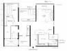 Floor plan: 3-bedroom 2-bathroom unit; features: open-plan kitchen-dining-living, master bedroom with ensuite bathroom, bedroom 2 with shared bathroom, utility room, balcony off living room, central foyer, 1 car porch, laundry area.