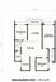 Floor plan: 2-bedroom 1-bathroom unit; features: open-plan kitchen-dining-living, master bedroom with ensuite bathroom, bedroom 2 with shared bathroom, utility room, central foyer, 1 car porch.