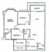 Floor plan: 2-bedroom 2-bathroom unit; features: open-plan kitchen-dining-living, master bedroom with ensuite bathroom, bedroom 2 with shared bathroom, utility room, balcony off living room, central foyer.