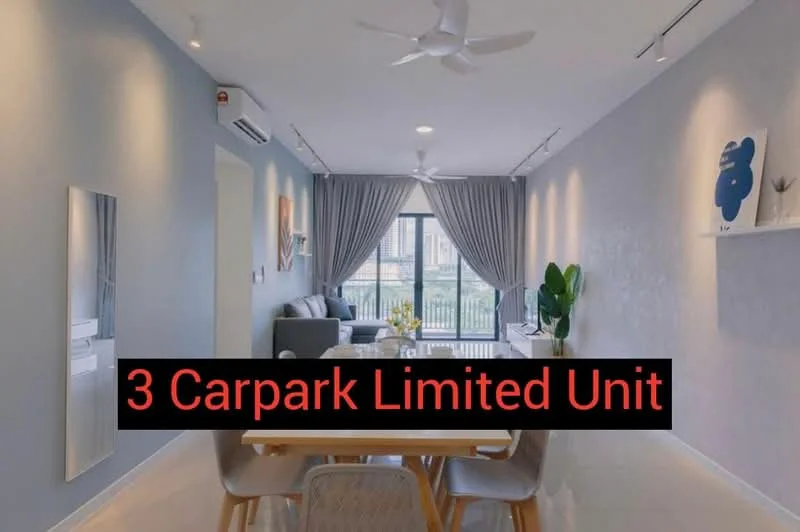 Living features: light grey painted walls, white ceiling, 5-blade ceiling fan with light, floor-to-ceiling windows, curtains, wooden dining table with chairs, green indoor plant, decorative wall art, sofa, TV console, area rug; style: modern; view: city.