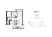 Floor plan: 2-bedroom 2-bathroom unit; features: open-plan kitchen-dining-living, master bedroom with ensuite bathroom, bedroom 2 with shared bathroom, balcony off living room, utility room, laundry area, central foyer, 1 car porch.