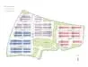 Floor plan: features: layout of residential units, designated areas for different types of housing, roadways and pathways indicated, green spaces marked, parking areas shown, proximity to amenities outlined.