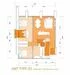 Floor plan: 2-bedroom 2-bathroom unit; features: open-plan kitchen-dining-living, master bedroom with ensuite bathroom, bedroom 2 with shared bathroom, balcony off living room, utility room, laundry area, central foyer, 1 car porch.