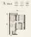 Floor plan: 2-bedroom 2-bathroom unit; features: open-plan kitchen-dining-living, master bedroom with ensuite bathroom, bedroom 2 with shared bathroom, utility room, balcony off living room, central foyer, 1 car porch.