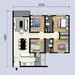 Floor plan: 3-bedroom 2-bathroom unit; features: open-plan kitchen-dining-living, master bedroom with ensuite bathroom, bedroom 2 with shared bathroom, utility room, balcony off living room, central foyer, 2 car porch.