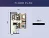 Floor plan: 2-bedroom 1-bathroom unit; features: open-plan kitchen-dining-living, master bedroom with ensuite bathroom, all bedrooms with windows, balcony off living room, utility room, laundry area, central foyer.