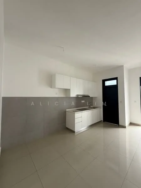 Kitchen features: white cabinetry, stainless-steel sink, chrome pull-down faucet, grey tiled backsplash, white wall tiles, light beige floor tiles, built-in oven, stainless-steel range hood, 2-burner gas hob, recessed downlights; style: modern.
