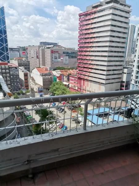 Room features: balcony with railing, city view, tile flooring, outdoor space; view: city.