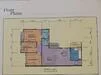 Floor plan: 2-bedroom 1-bathroom unit; features: open-plan kitchen-dining-living, master bedroom with ensuite bathroom, bedroom 2 with shared bathroom, balcony off living room, utility room, laundry area, central foyer.