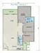 Floor plan: 3-bedroom 2-bathroom unit; features: open-plan kitchen-dining-living, master bedroom with ensuite bathroom, bedroom 2 with shared bathroom, utility room, balcony off living room, central foyer, 1 car porch.
