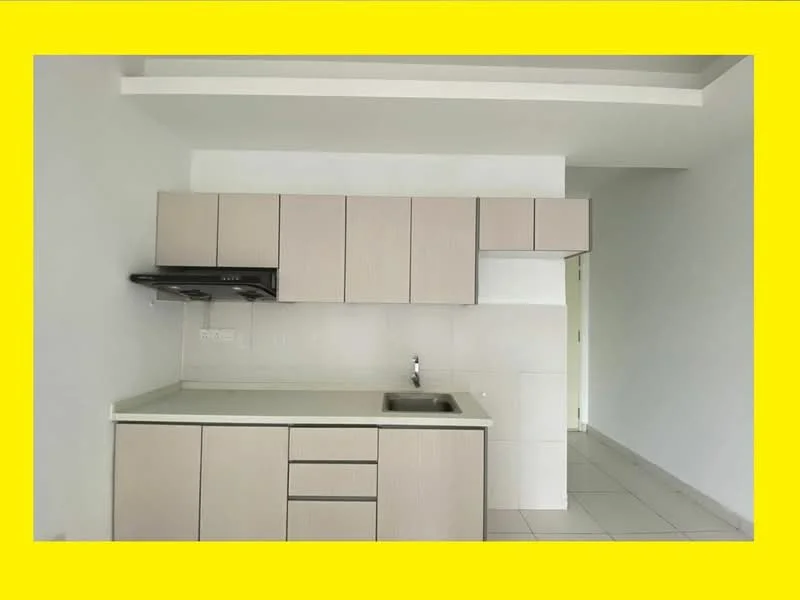 Kitchen features: light wood cabinetry, single-bowl stainless-steel sink, chrome pull-down faucet, white countertop, built-in stove with exhaust hood, ceramic tile flooring, white tiled backsplash, open shelving, drawer storage, wall-mounted cabinets; style: modern.