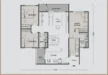 Floor plan: 3-bedroom 2-bathroom unit; features: open-plan kitchen-dining-living, master bedroom with ensuite bathroom, bedroom 2 with shared bathroom, utility room, balcony off living room, central foyer, 2 car porch.