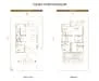 Floor plan: 3-bedroom 2-bathroom unit; features: open-plan kitchen-dining-living, master bedroom with ensuite bathroom, balcony off living room, utility room, laundry area, central foyer, 2 car porch, 1,200 sqft built-up.