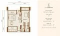 Floor plan: 2-bedroom 2-bathroom unit; features: open-plan kitchen-dining-living, master bedroom with ensuite bathroom, bedroom 2 with shared bathroom, utility room, balcony off living room, central foyer, 1 car porch.