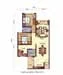 Floor plan: 2-bedroom 2-bathroom unit; features: open-plan kitchen-dining-living, master bedroom with ensuite bathroom, bedroom 2 with shared bathroom, balcony off living room, utility room, central foyer, 1 car porch.