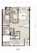 Floor plan: 2-bedroom 2-bathroom unit; features: open-plan kitchen-dining-living, master bedroom with ensuite bathroom, bedroom 2 with shared bathroom, utility room, balcony off living room, central foyer, 1 car porch, laundry area.