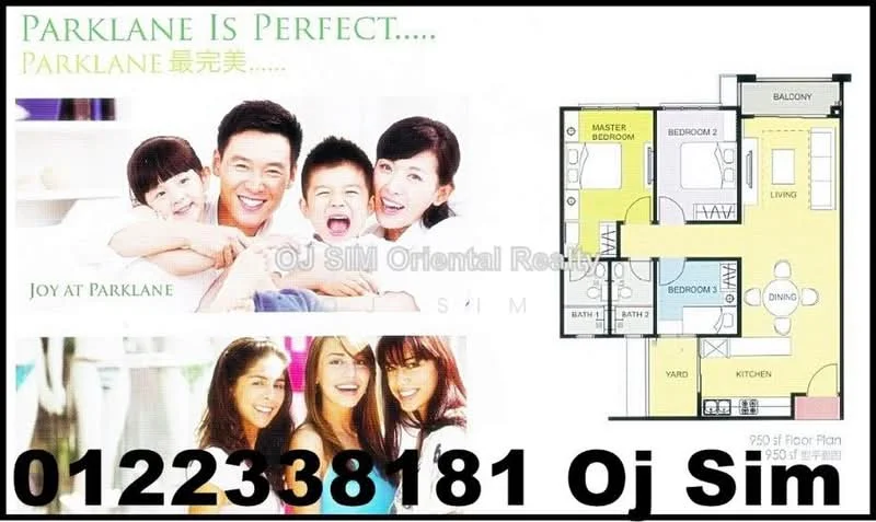 Floor plan: 3-bedroom 2-bathroom unit; features: open-plan kitchen-dining-living, master bedroom with ensuite bathroom, balcony off living room, utility room, central foyer, 2 car porch.