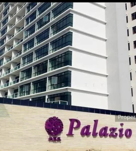Exterior type: high-rise condominium; features: glass curtain wall, white painted facade, recessed balconies, feature signage with logo, multiple storeys, urban context; style: modern.