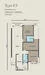 Floor plan: 2-bedroom 2-bathroom unit; features: open-plan kitchen-dining-living, master bedroom with ensuite bathroom, balcony off living room, utility room, laundry area, central foyer.