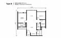 Floor plan: 2-bedroom 1-bathroom unit; features: open-plan kitchen-dining-living, master bedroom with ensuite bathroom, bedroom 2 with shared bathroom, utility room, balcony off living room, central foyer.