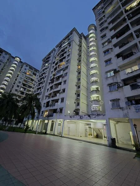 Exterior type: mid-rise condominium; features: white painted facade, recessed balconies, exposed concrete, approximately 6-storey, landscaped garden area, paved walkway, outdoor lighting, palm trees, multiple entrances, glass windows, balconies with railings; style: modern.