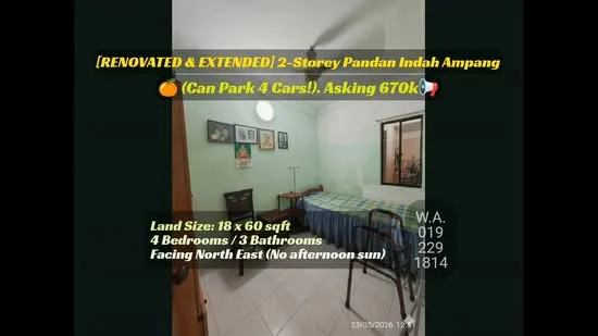Room features: green painted walls, tile flooring, single bed, framed artwork on walls, window with curtain, built-in wardrobe, ceiling light fixture, decorative wall clock.