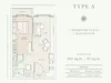 Floor plan: 1-bedroom 1-bathroom unit; features: open-plan kitchen-dining-living, master bedroom with ensuite bathroom, utility room, balcony off living room, central foyer, 1 car porch, 1,100 sqft built-up.