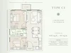 Floor plan: 2-bedroom 2-bathroom unit; features: open-plan kitchen-dining-living, master bedroom with ensuite bathroom, bedroom 2 with shared bathroom, balcony off living room, utility room, laundry area, central foyer.