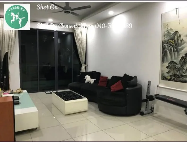 Living features: black leather sectional sofa, white coffee table, large floor-to-ceiling glass sliding doors, white walls, recessed ceiling lights, ceiling fan, decorative wall art, tile flooring, black accent pillows, exercise bench, small white decorative bear; style: modern.