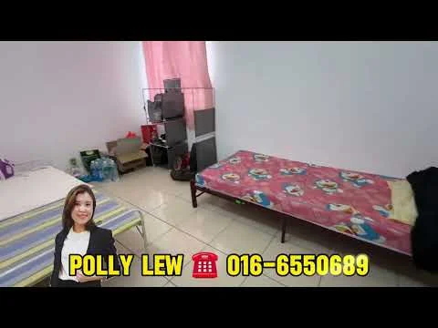 Room features: white painted walls, tile flooring, two single beds with colorful bedding, window with sheer pink curtains, plastic storage boxes, metal shelving unit, small table, various boxes and bags, floor lamp, wall-mounted mirror; style: minimalist.