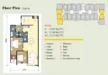 Floor plan: 3-bedroom 2-bathroom unit; features: open-plan kitchen-dining-living, master bedroom with ensuite bathroom, bedroom 2 with shared bathroom, utility room, balcony off living room, central foyer, 1 car porch, 1,200 sqft built-up.
