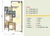 Floor plan: 2-bedroom 2-bathroom unit; features: open-plan kitchen-dining-living, master bedroom with ensuite bathroom, bedroom 2 with shared bathroom, utility room, balcony off living room, central foyer, 1 car porch, 1,200 sqft built-up.