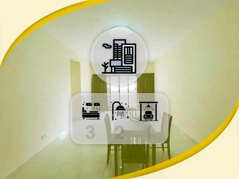 Dining features: white painted walls, tile flooring, dining table with 4 chairs, floor-to-ceiling windows, sheer curtains, light fixture on ceiling.
