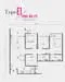 Floor plan: 3-bedroom 2-bathroom unit; features: open-plan kitchen-dining-living, master bedroom with ensuite bathroom, balcony off living room, utility room, laundry area, central foyer, 2 car porch.