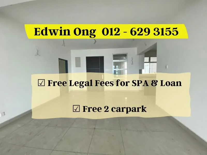 Room features: white painted walls, grey tiled flooring, large windows, open space layout, no visible furniture, ceiling lights, neutral color scheme, minimalist design; style: modern; view: city.