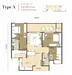 Floor plan: 2-bedroom 2-bathroom unit; features: open-plan kitchen-dining-living, master bedroom with ensuite bathroom, balcony off living room, utility room, central foyer, 2 car porch, 1,200 sqft built-up.