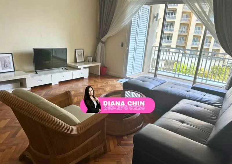 Living features: 3-seater leather sofa, 2-seater rattan chair, wooden coffee table, TV console, wall-mounted TV, parquet wood flooring, floor-to-ceiling sliding glass door, curtains, decorative wall art; style: modern; view: garden.