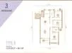 Floor plan: 3-bedroom 1-bathroom unit; features: open-plan kitchen-dining-living, master bedroom with ensuite bathroom, all bedrooms with windows, utility room, central foyer, 1 car porch.