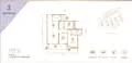 Floor plan: 3-bedroom 2-bathroom unit; features: open-plan kitchen-dining-living, master bedroom with ensuite bathroom, bedroom 2 with shared bathroom, utility room, balcony off living room, central foyer, 2 car porch, 1,250 sqft built-up.