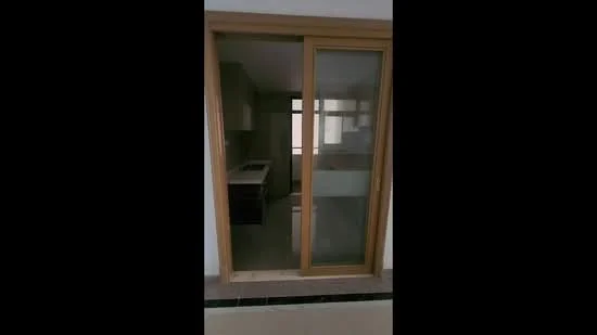 Room features: sliding glass door, wooden frame, neutral wall colour, tile flooring, visible cabinetry, countertop, natural light from window; style: modern.
